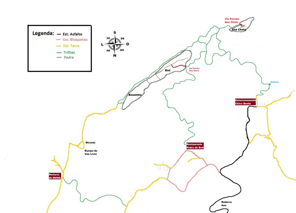 Mapa trilhas MONA Pedra do Baú